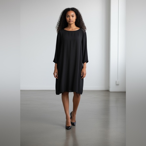 Eileen Fisher Dresses & Skirts - EILEEN FISHER 1X 100% silk ladies black long sleeve cocktail dress great cond